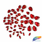 10x14mm Red Teardrop Sew-on Rhinestone w/ Metal Setting