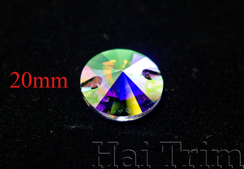 20mm Round Crystal AB Sew-on Rhinestones