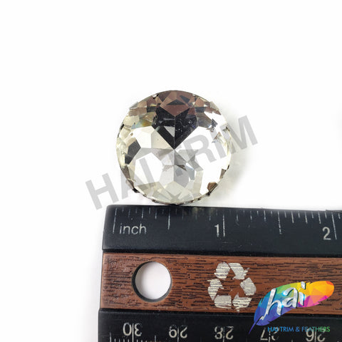 27mm Crystal Round Sew-on Rhinestone w/ Metal Setting