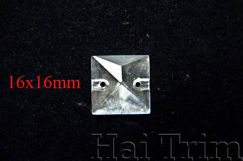 16x16mm Square Crystal Sew-on Rhinestones