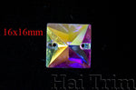 16x16mm Square Crystal AB Sew-on Rhinestones