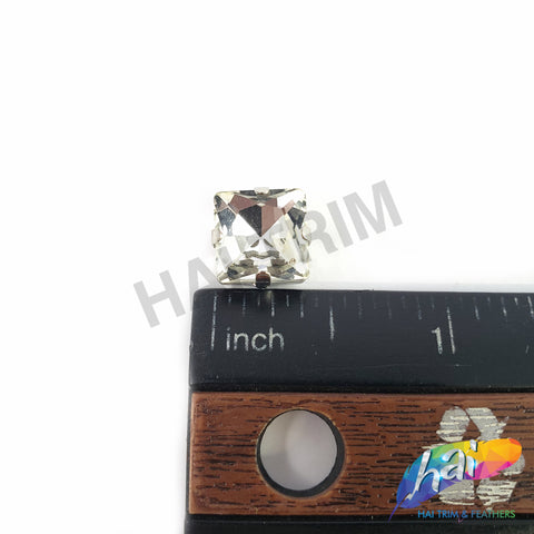 10mm Crystal Square Sew-on Rhinestone w/ Metal Setting