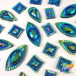 Blue Green AB Textured Resin Stones, #02