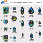 Blue Green AB Textured Resin Stones, #02