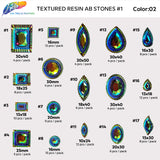 Blue Green AB Textured Resin Stones, #02