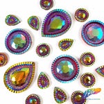 Fuchsia Red AB Textured Resin Stones, #04