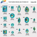 Aqua AB Textured Resin Stones, #05