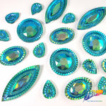 Aqua AB Textured Resin Stones, #05