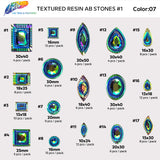 Royal Blue AB Textured Resin Stones, #07