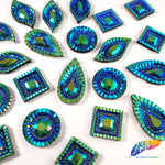 Royal Blue AB Textured Resin Stones, #07