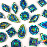 Royal Blue AB Textured Resin Stones, #07