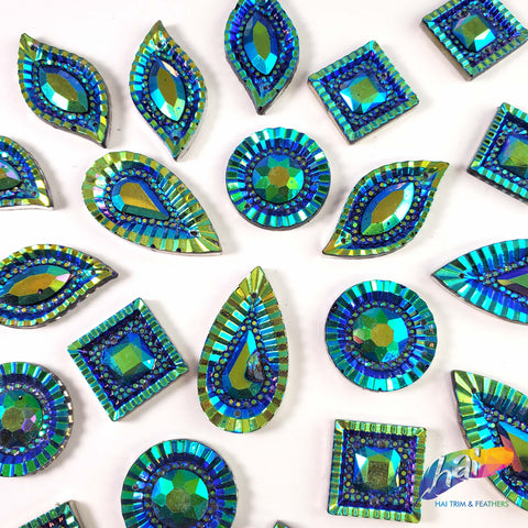 Royal Blue AB Textured Resin Stones, #07