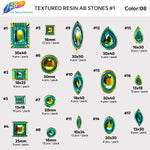 Green AB Textured Resin Stones, #08
