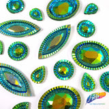 Green AB Textured Resin Stones, #08