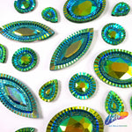 Green AB Textured Resin Stones, #08