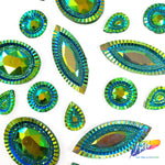 Green AB Textured Resin Stones, #08