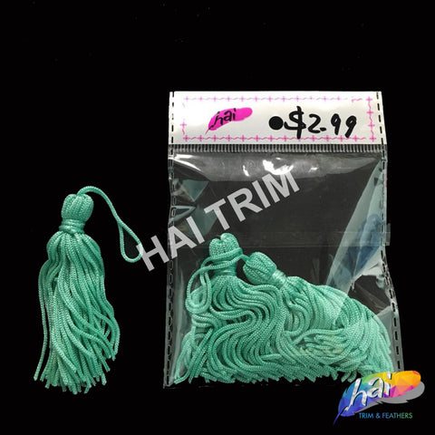 4 1/2" Mint Green Polyester Tassels, TSL-03-1