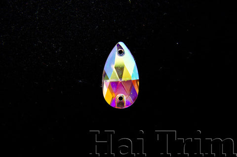 10.5x18mm Teardrop Crystal AB Sew-on Rhinestones