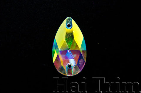 18x27mm Teardrop Crystal AB Sew-on Rhinestones