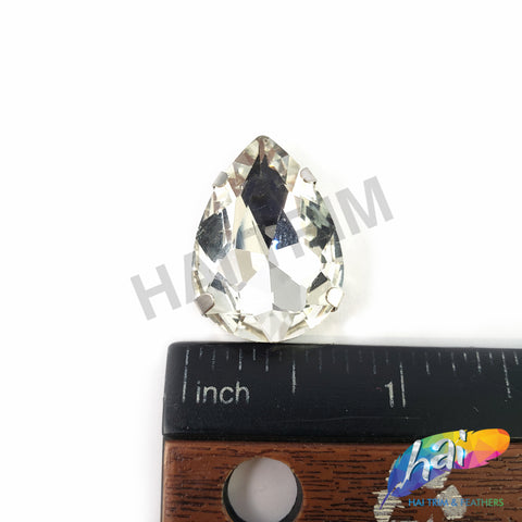 18x25mm Crystal Teardrop Sew-on Rhinestone w/ Metal Setting