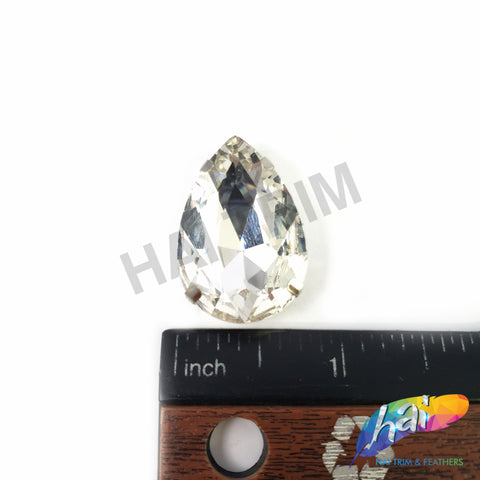 20x30mm Crystal Teardrop Sew-on Rhinestone w/ Metal Setting