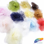 CLOSEOUT! Small 3D Stiff Organza/Chiffon Flower Brooches (3 pieces)