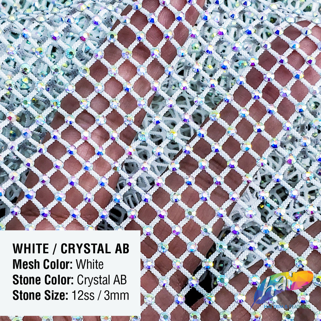 36 x 48 Rhinestone Mesh Fabric with Crystal AB Stones – Hai Trim &  Feathers