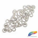 Silver Crystal Rhinestone Motif Applique on Metal Setting, YH-073