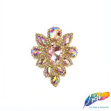 SALE! Fancy Teardrop Flower Rhinestone Applique on Metal Setting, YH-107