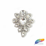 SALE! Fancy Teardrop Flower Rhinestone Applique on Metal Setting, YH-107