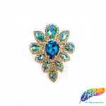 SALE! Fancy Teardrop Flower Rhinestone Applique on Metal Setting, YH-107