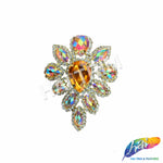 SALE! Fancy Teardrop Flower Rhinestone Applique on Metal Setting, YH-107