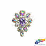 SALE! Fancy Teardrop Flower Rhinestone Applique on Metal Setting, YH-107