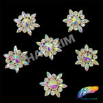 SALE! Fancy Color Rhinestone Flower Applique on Metal Setting (sold per piece), YH-083