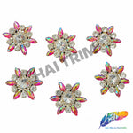 SALE! Fancy Color Rhinestone Flower Applique on Metal Setting (sold per piece), YH-083