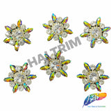 SALE! Fancy Color Rhinestone Flower Applique on Metal Setting (sold per piece), YH-083