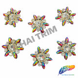 SALE! Fancy Color Rhinestone Flower Applique on Metal Setting (sold per piece), YH-083