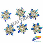 SALE! Fancy Color Rhinestone Flower Applique on Metal Setting (sold per piece), YH-083