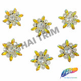 SALE! Fancy Color Rhinestone Flower Applique on Metal Setting (sold per piece), YH-083