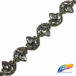 1 1/8" Fancy Wavy Teardrop Rhinestone Trim, YH-088