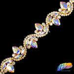 1 1/8" Fancy Wavy Teardrop Rhinestone Trim, YH-088