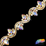 1 1/8" Fancy Wavy Teardrop Rhinestone Trim, YH-088