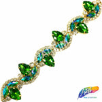 1 1/8" Fancy Wavy Teardrop Rhinestone Trim, YH-088