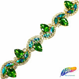1 1/8" Fancy Wavy Teardrop Rhinestone Trim, YH-088