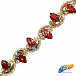 1 1/8" Fancy Wavy Teardrop Rhinestone Trim, YH-088