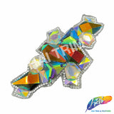 Multicolor Gel-Back Rhinestone Iron On Applique, IRA-089