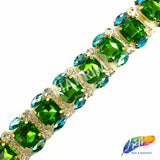 1 1/4" Fancy Colored Octagon Rhinestone Trim, YH-091