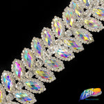 1 1/2” 2-row Crystal Cateye Fancy Rhinestone Trim, YH-096