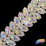 1 1/2” 2-row Crystal Cateye Fancy Rhinestone Trim, YH-096