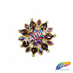 SALE! Fancy Colored Rhinestone Flower Applique on Metal Setting, YH-097